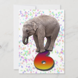 Birthday party invitation 6, with happy elephants