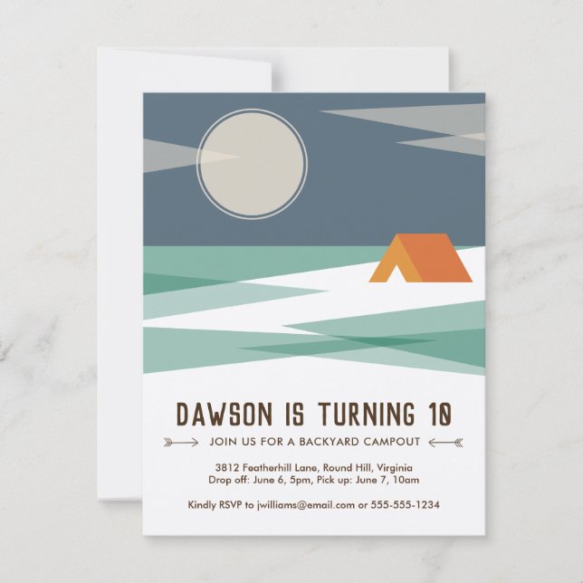 Birthday Party Invitation, Boy, Campout Invitation (Front)