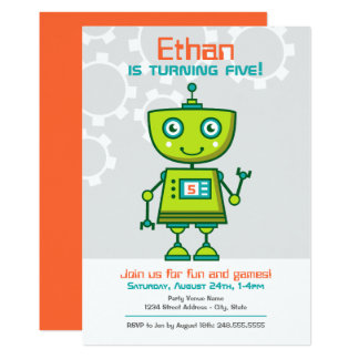 robot birthday invitations