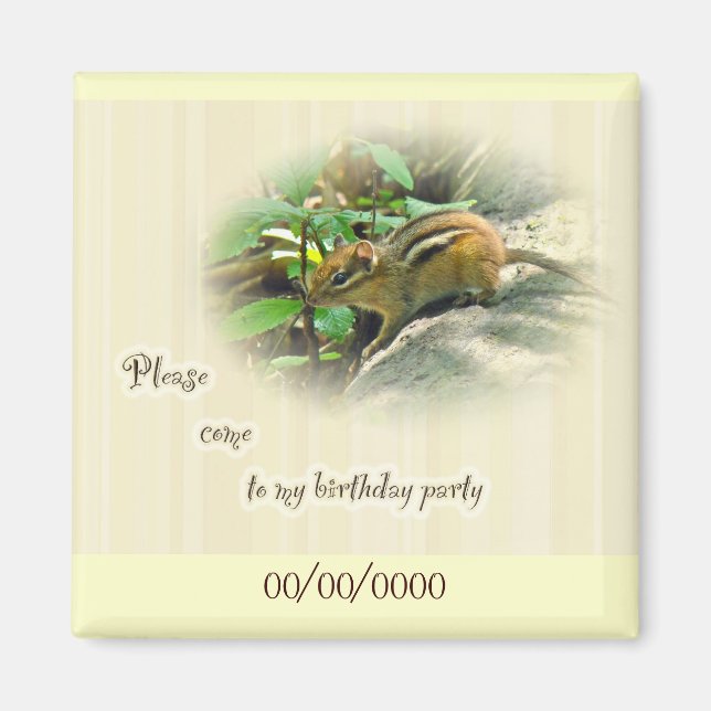 Birthday Party Invitation - Chipmunk Magnet (Front)