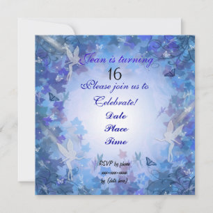Birthday Party Invitation Fairy blue