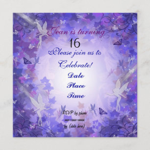 Birthday Party Invitation Fairy purple