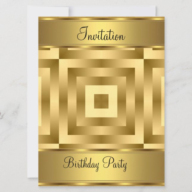 Birthday Party Invitation Gold Birthday Party (Front)