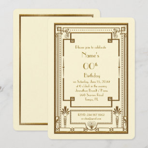 Birthday party invitation,great Gatsby,gold,Ivory Invitation