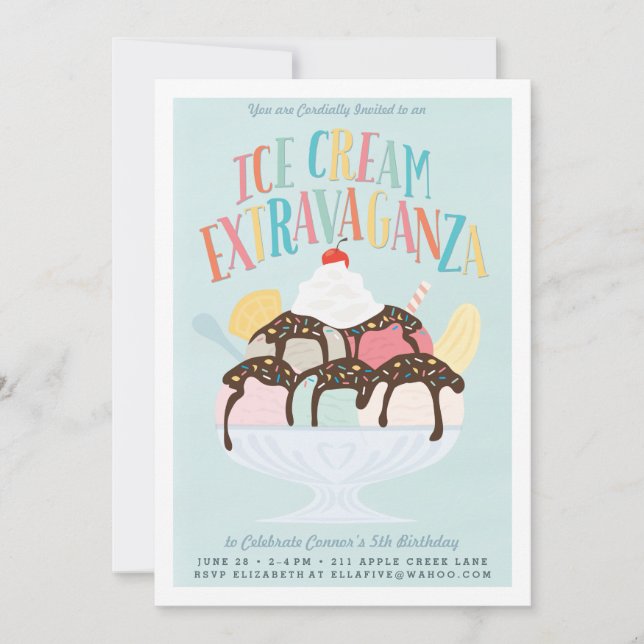 Birthday Party Invitation *Ice Cream Extravaganza* (Front)