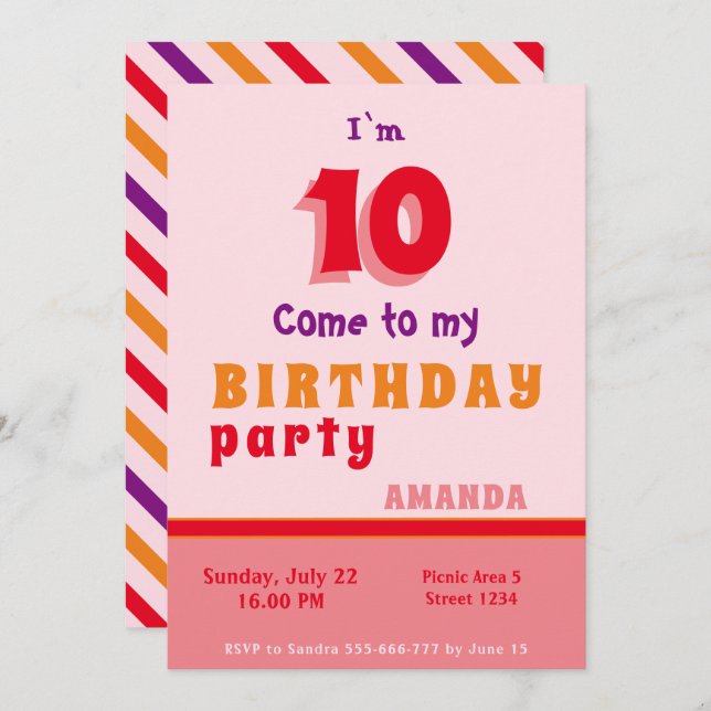 Birthday Party Invitation Kids Personalizable (Front/Back)