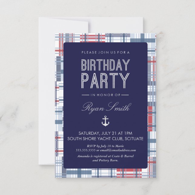 Birthday Party Invitation - Nautical, Summer (Front)