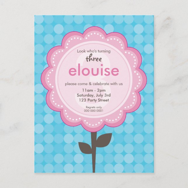 BIRTHDAY PARTY INVITATION :: numbered daisy 1 (Front)
