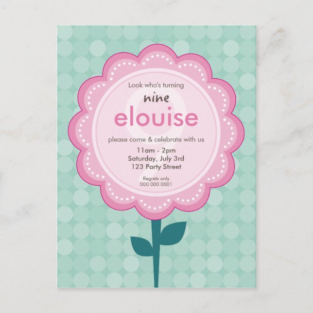 BIRTHDAY PARTY INVITATION :: numbered daisy 3 (Front)