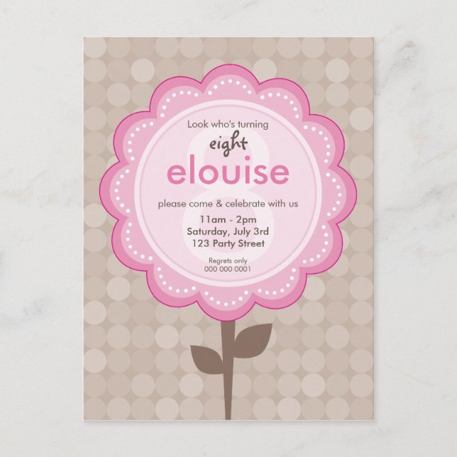 BIRTHDAY PARTY INVITATION :: numbered daisy 4 (Front)
