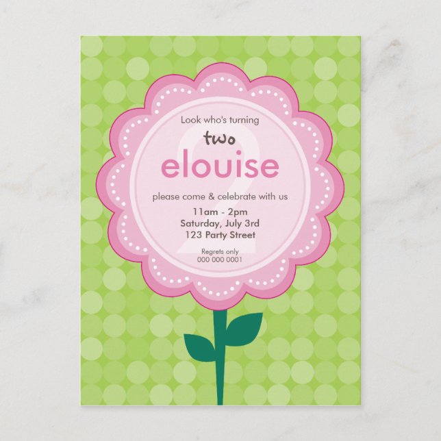 BIRTHDAY PARTY INVITATION :: numbered daisy 5 (Front)