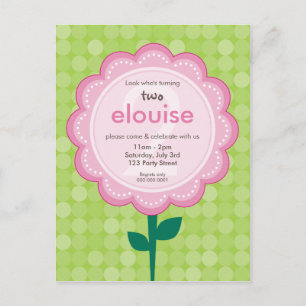BIRTHDAY PARTY INVITATION :: numbered daisy 5 Postcard