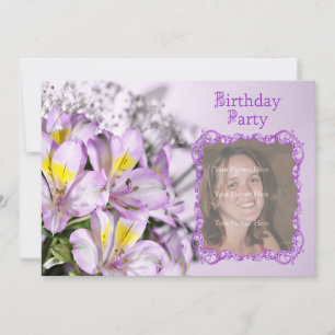 Birthday party invitation photo card template