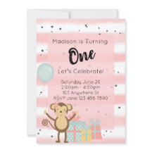 Birthday Party Invitation - Pink 1st Birthday