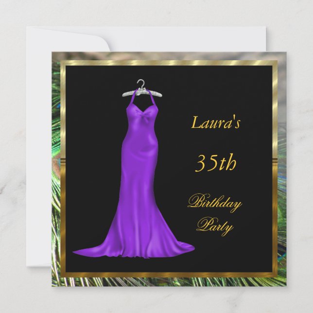 Birthday Party Invitation Purple dress (Front)