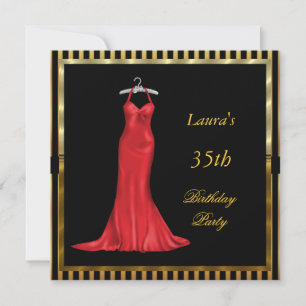 Birthday Party Invitation Red dress