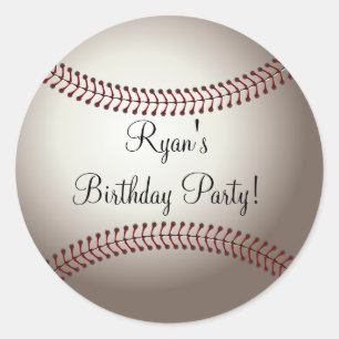 Birthday Party Invitation Sticker Baseball Themed