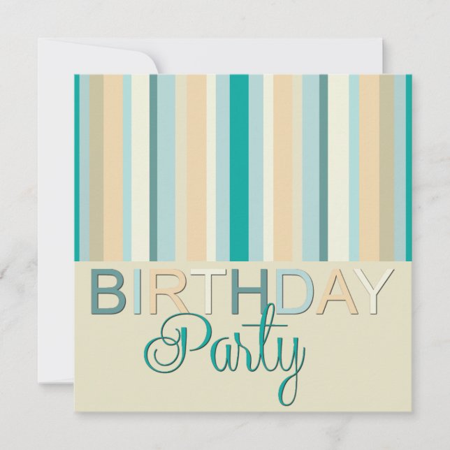 Birthday Party Invitation Stripes (Front)