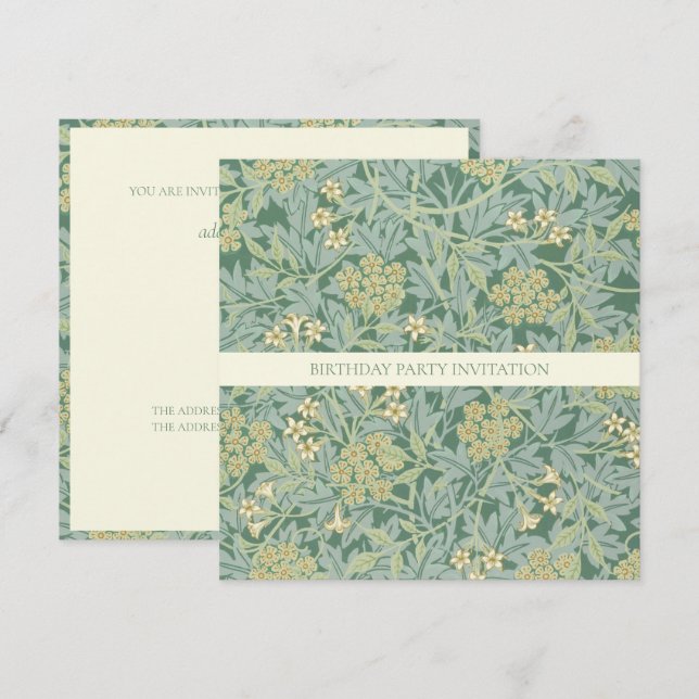 BIRTHDAY PARTY INVITATION : WILLIAM MORRIS (Front/Back)