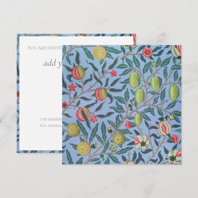 BIRTHDAY PARTY INVITATION : WILLIAM MORRIS  (Front/Back)