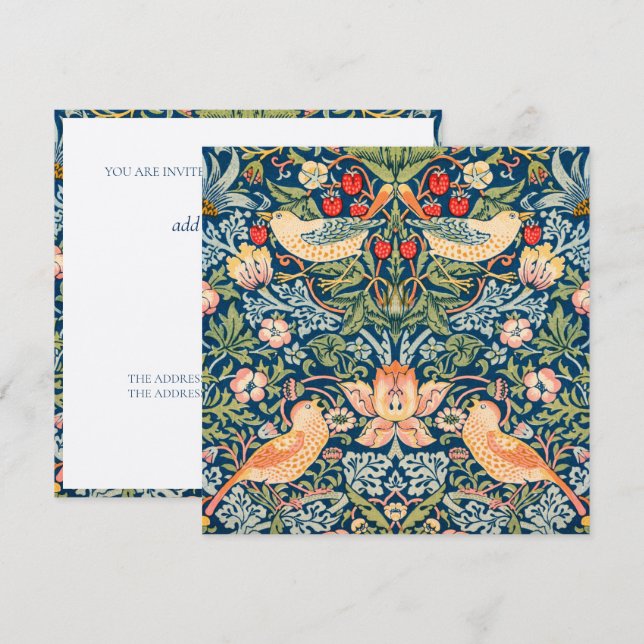 BIRTHDAY PARTY INVITATION : WILLIAM MORRIS  (Front/Back)