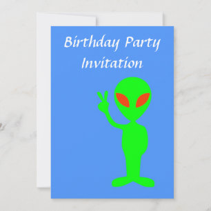 Birthday party invitation with alien for boy
