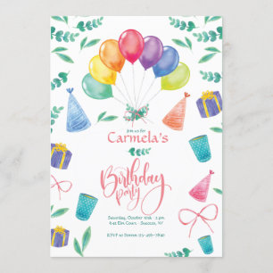 Birthday Party Invitation With Balloons