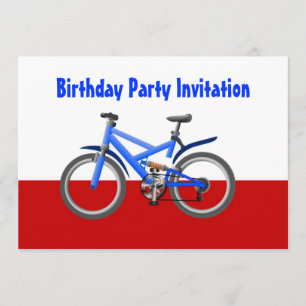 Birthday party invitation with bicycle bike