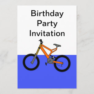 Birthday party invitation with bicycle bike
