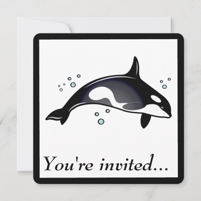 Birthday Party Invitation with Orca Whale (Front)