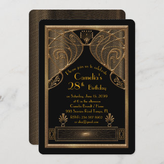 Birthday party invitation woman,great Gatsby,black