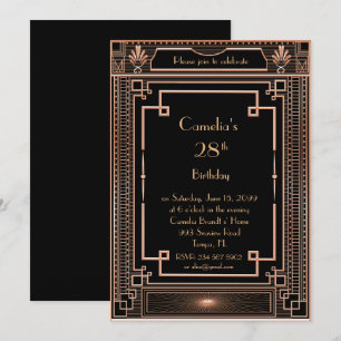 Birthday party invitation woman,great Gatsby,black