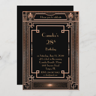 Birthday party invitation woman,great Gatsby,black