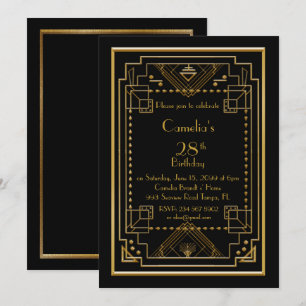 Birthday party invitation woman,great Gatsby,black
