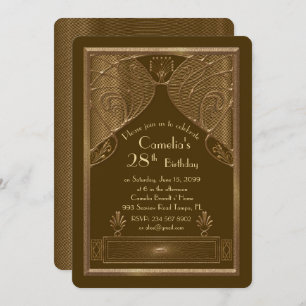 Birthday party invitation woman,great Gatsby,brown