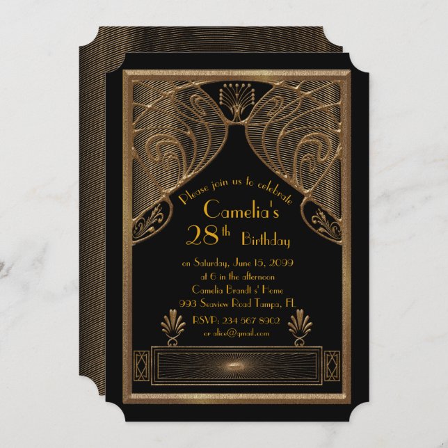 Birthday party invitation woman man,great Gatsby (Front/Back)