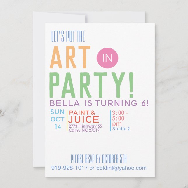 Birthday Party invitations (Front)
