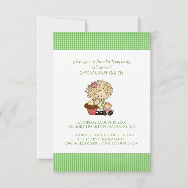 Birthday Party Invitations for a Girl (Front)