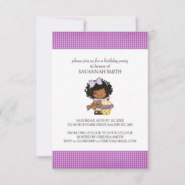 Birthday Party Invitations for a Girl (Front)