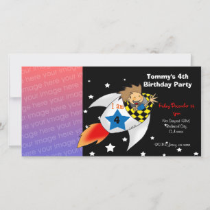 Birthday party invitations (rocket boy)