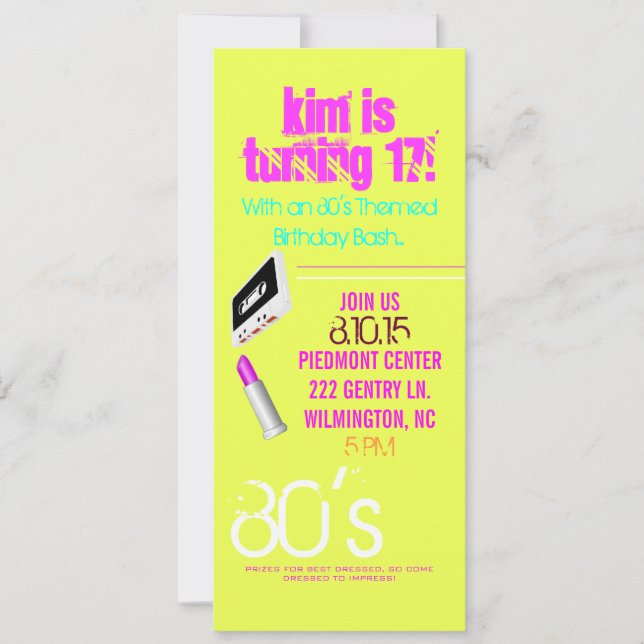 Birthday Party Invite | 80's Theme II |her (Front)