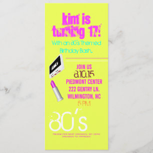 Birthday Party Invite 80's Theme II her