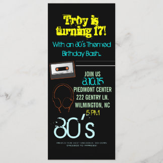 Birthday Party Invite | 80's Theme II |him-black