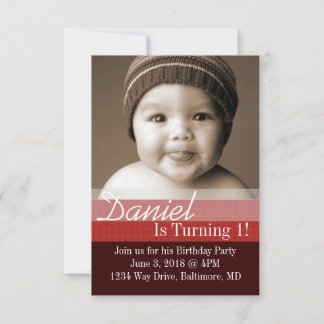 Birthday Party Invite | B-Day Brown Burgundy