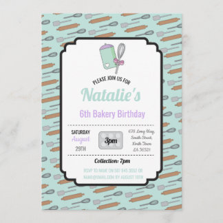 Birthday Party Invite Bakery Birthday Mint Cook