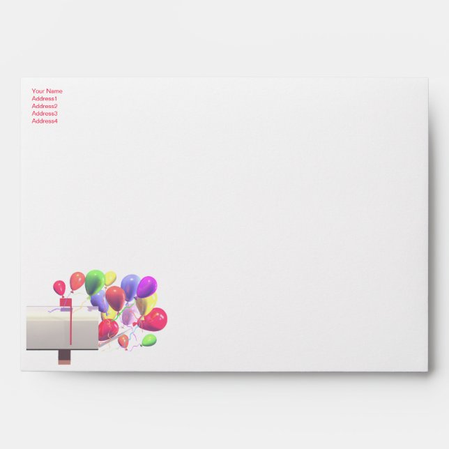 Birthday Party Invite Balloon Mail - A7 Envelopes (Front)