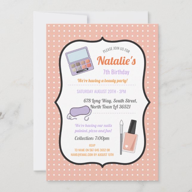Birthday Party Invite Beauty Birthday Nail Vanish (Front)