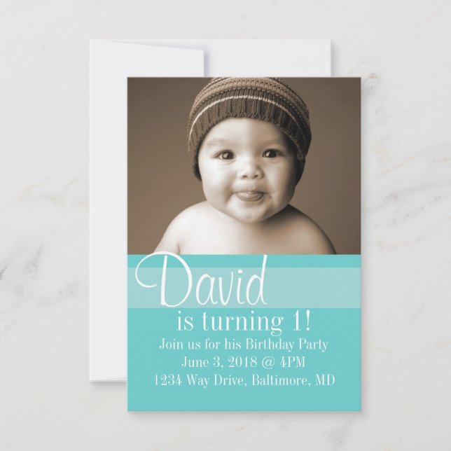 Birthday Party Invite | Colour Blue (Front)