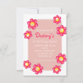 Birthday Party Invite | Cute Flower White