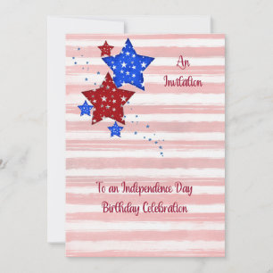 Birthday Party Invite for July 4th with Stars